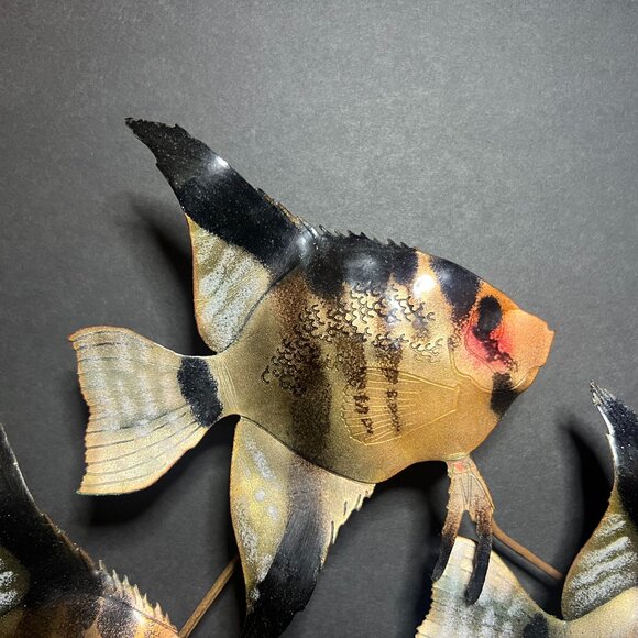 Vintage Bovano of Cheshire Enameled Metal Tropical Angel Fish Aquatic Wall Art - Picture 4 of 5